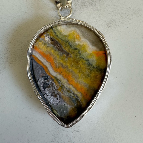 New Bumblebee Jasper Pendant. Gorgeous colors. 2 1/4” long. Never worn. - Picture 2 of 2